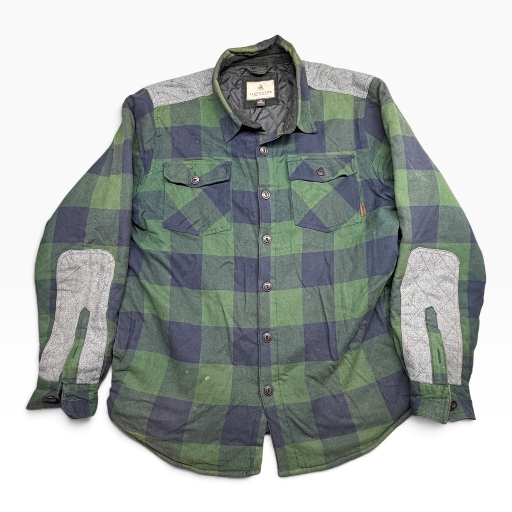 Legendary Whitetails Mens XL Green Buffalo Plaid Quilted Lined Flannel Shacket